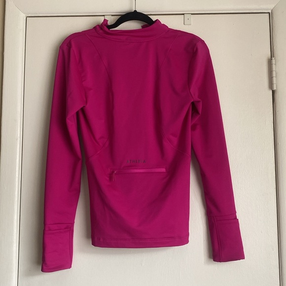 Athleta FUCHSIA PINK 1/4 Zip Up Long Thumb Hole Sleeve High Neck Top small s - Picture 5 of 13